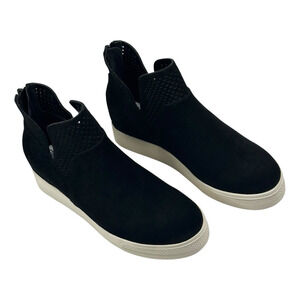 Steve Madden Winni Black Suede Mini Wedge Platform Sneaker Bootie Womens 7M New